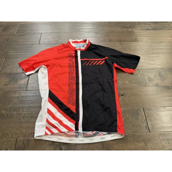 BERGRISAR Mens Red Black Cycling Full Zip Short Sleeve Bike Jersey Size M MEDIUM - Picture 2 of 9